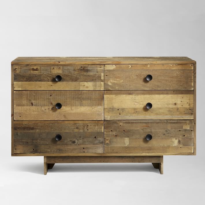 Reclaimed Wood 6 Drawer Dresser Sideboard