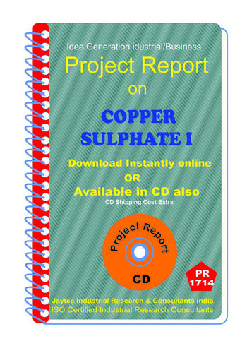 Copper Sulphate I manufacturing Project Report eBooK