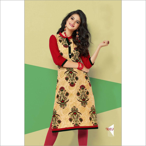 Multicolor Maroon Embroidered Kurties
