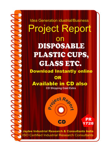 Disposable Plastic Cups glass etc Project Report eBooK
