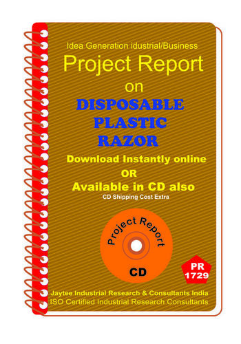 Disposable Plastic Razor manufacturing Project Report eBooK