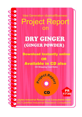 Ginger (Ginger Powder ) manufacturing Project Report eBooK