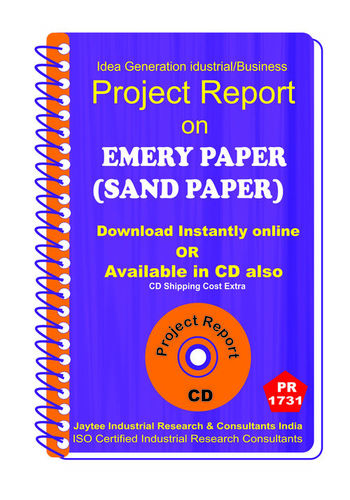 Emergy Paper (sand Paper) manufacturing Project Report eBooK