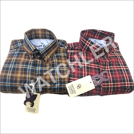 Dusty Checks Shirt - Cotton, Available in M, L, XL, XXL, Brown & Red Stripes | Breathable, No Fade, Washable Features for Men