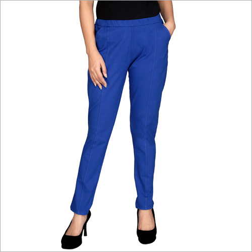 Ladies Blue Plain Lower - Cotton , Sizes: XL, S, M, L | Ideal for Formal Wear in Spring, Summer, Winter, and Rainy Seasons
