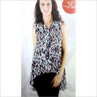 Ladies Sleeveless Top - Chiffon Fabric, Small To Xl Size, Mix Color | Trendy Printed Design For Casual, Party, And Indo-western Style