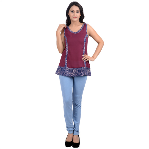 Ladies Top - Chiffon, Small to XL | Printed in Maroon and Blue, Perfect Fit for All Seasons, Ideal for Casual Wear and Versatile Style