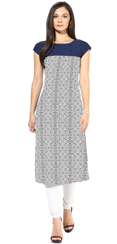 Navy Blue Crepe Kurtis