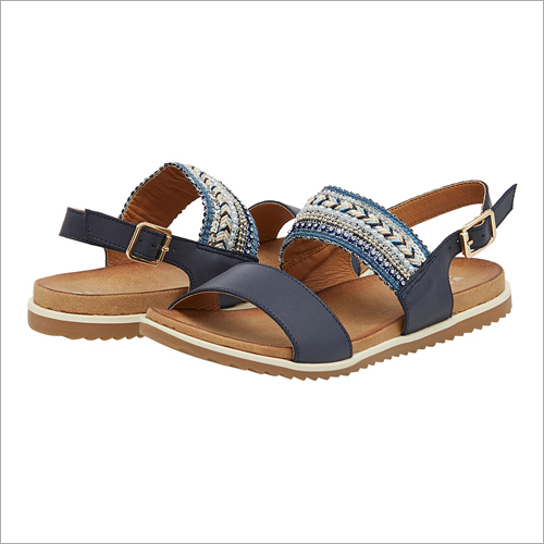 Navy Embellished Sandals
