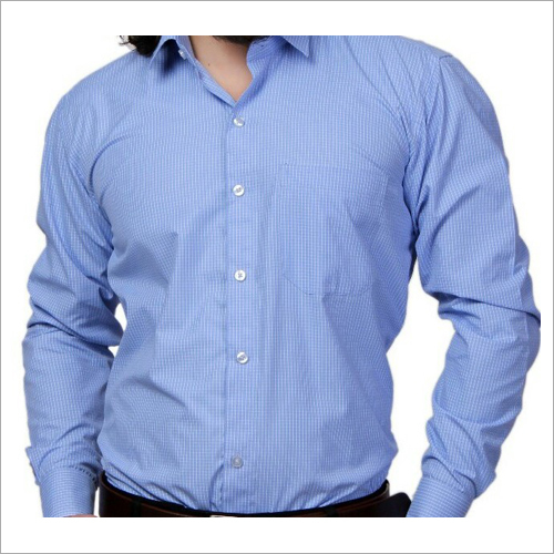 Cotton Blended Formal Shirts - Full Sleeves, Sky Blue Printed Pattern | Available in L, M, XL, XXL, XXXL