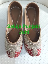 Red Beaded Shoes Heel Size: Flat