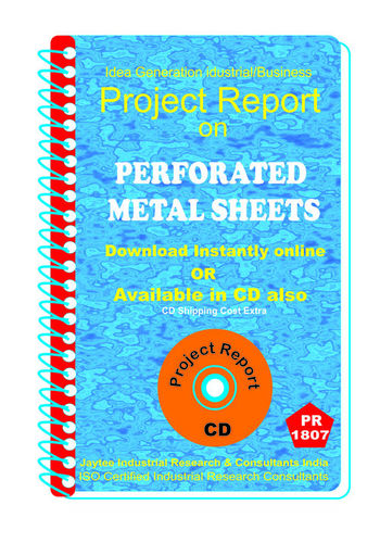 Preforated Metal Sheets manufacturing Project Report eBook