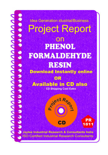 Phenol FormalDehyde Resin Part B manufacturing Project Report eBook