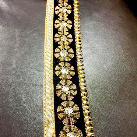 3mm Black Maharani Lace - Fabric, One-Sided Embroidered Design | Elegant and Delicate Pattern for Crafting and Decorative Use