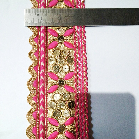 Fancy Embroidered Lace - 9 mm One-Sided Fabric Design | Elegant Maharani Pattern