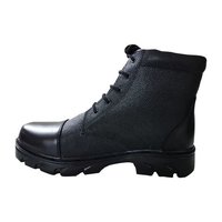 Dms Army Shoes - Leather & Cotton Blend, Size 6-11 | Black Color, Laced Closure, Round Toe, Casual Wear Footwear With Toe Strap