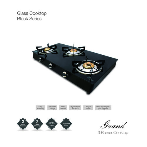 Auto Ignition 3 Burner Glass Gas Stove By KESAR INDUSTRIES