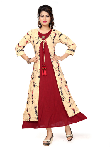 Maroon & Cream Fancy Kurtis