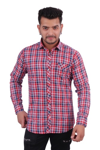 Mens Checked Cotton Shirt - Cotton, Slim Fit, Spread Collar, Full Sleeves | Skin Friendly, Colorfast, Flawless Finish, Stylish Design