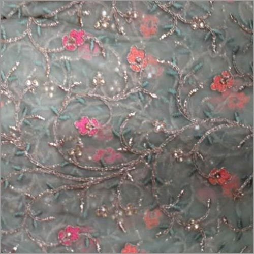 Embroidery Net Fabrics - Silk Material Embroidered Texture Perfect for Saree and Gown Creations