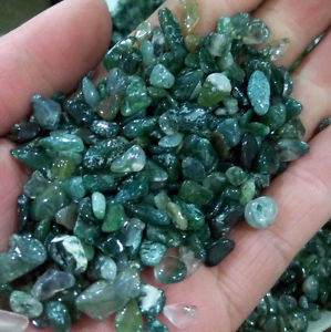 Moss Agate Chips Grade: Super Polished