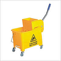 Plastic Manual Wringer Bucket - 40x25x35 Inch, Yellow Color, Durable Plastic Build