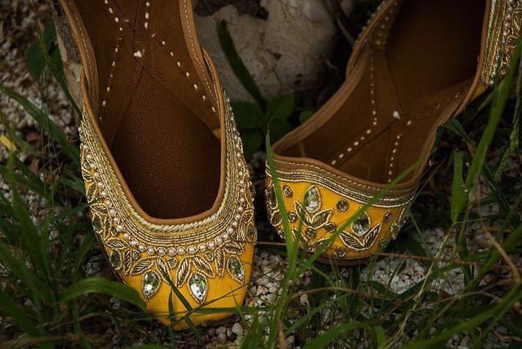 Yellow Indian Beaded Shoes