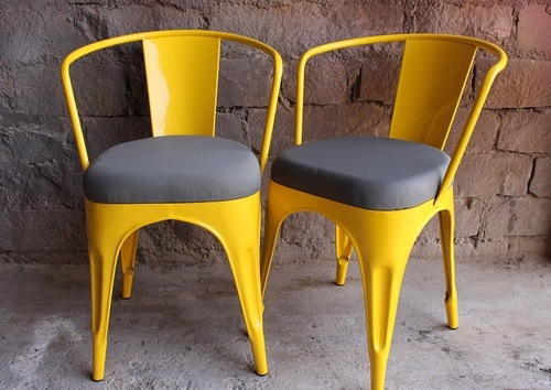Industrial stack able metal chair with fabric