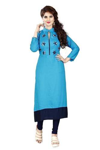 Sky Blue Fancy Embroidered Kurti