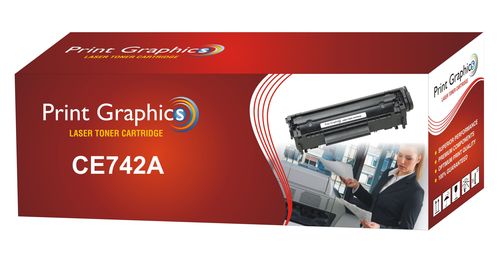 HP CE742A Color Compatible Toner Cartridge - 12x4x3 Inches, Black | High Yield, Easy Install, Reliable Sharp Prints