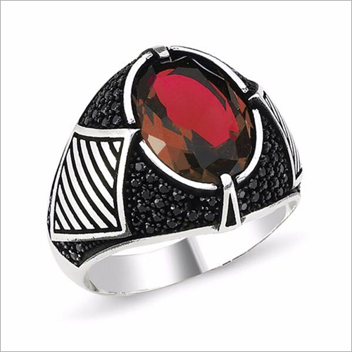 Trendy Stone Ring - Sterling Silver, Mehron Pear Stone with Black Rhodium Plating | Gothic Style and Intricate Designs in Milestone Collection