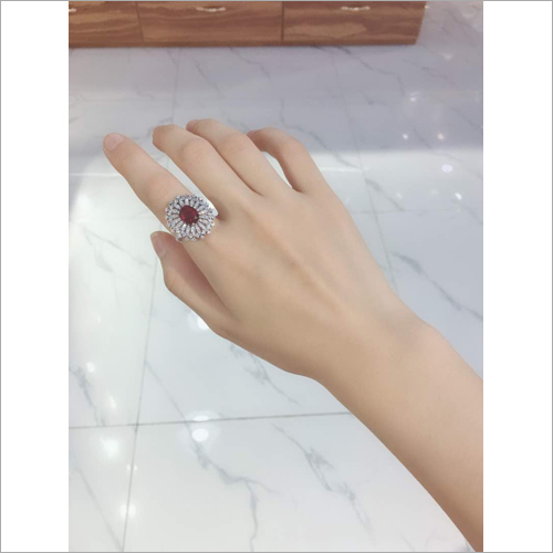 Ladies Decorative Finger Ring - Pear Shape, Pink & Silver | Stylish Fashionable Party Wear for Daily and Event Use, Customized Range