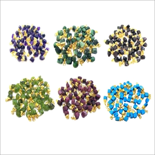 Gemstone Raw Gold Electroplated Cap Pendant