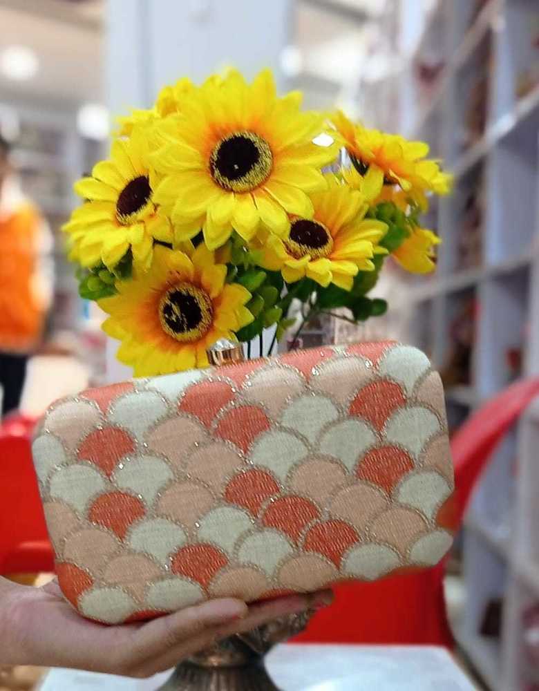 Peach Fancy Designer Clutch
