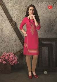 Pink Linen Cotton Kurtis