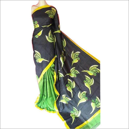 Ladies Hand Painted Pure Silk Saree