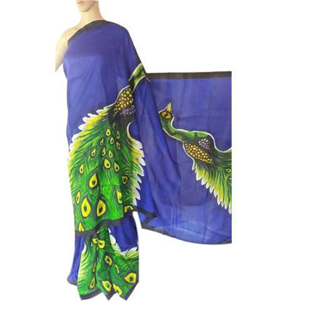 Ladies Hand Painted Cotton Saree