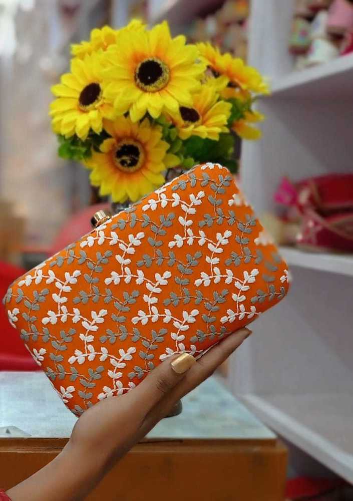 Orange Women Handmade Clutch