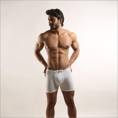 Cotton Mens White Elastic Brief