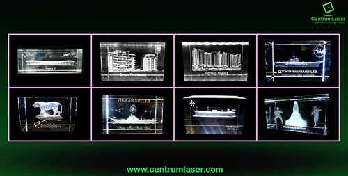 Crystal Building Model Engraved