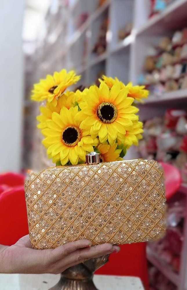 Golden Latest Stylish Women Clutch