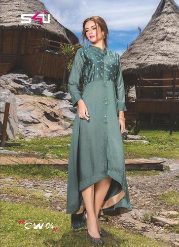 Rayon - Light Green Solid Kurti | Full Sleeves, Party Wear, Dry Clean Only, All Season