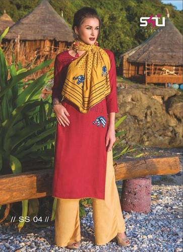 Red & Yellow Winter Kurtis