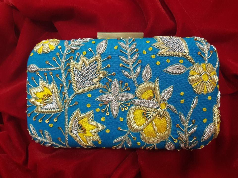 Beautiful Handmade Clutch - High Grade Fabric, 7x4 Inch Multi-Color, Latest Design, Button Closure, Durable & Tear Resistant