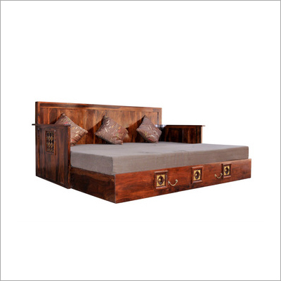 Solid Wood Brass Fitted Sofa Cum Bed