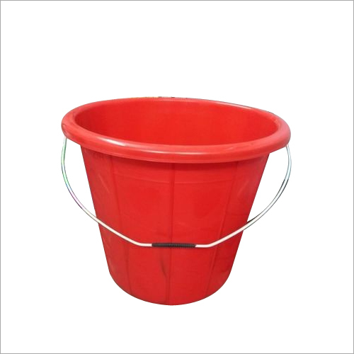 Plastic Red Colored Bucket With Handle