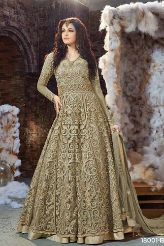 Light Green Designer Anarkali Suits