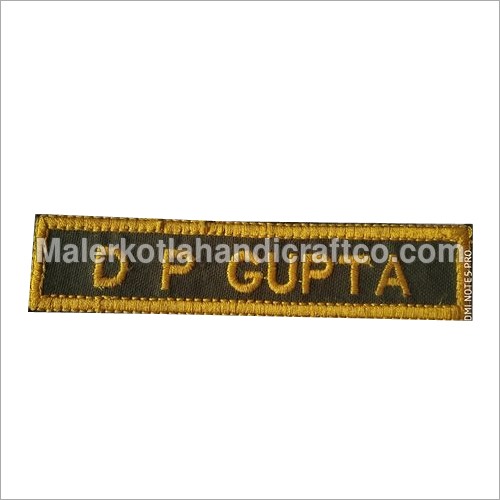 Military Embroidery Name Plate - Woolen Material Rectangle Shape Yellow Color | Indian Regional Style Military Theme