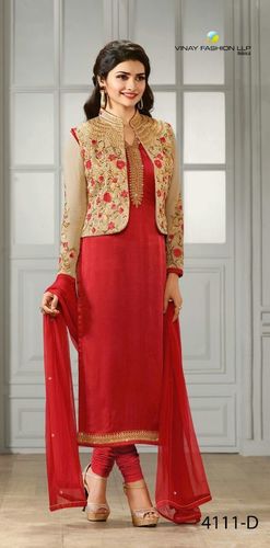 Red Crepe Salwar Kameez