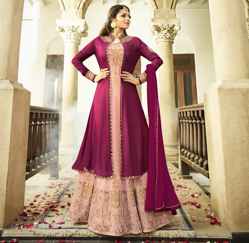 Peach Jacket Anarkali Suits